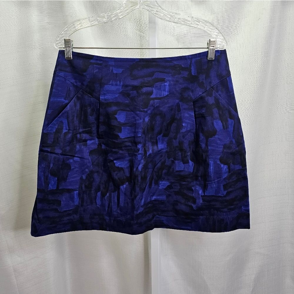 Theory Lorenna Brushstroke Blue Mini Skirt Size 12